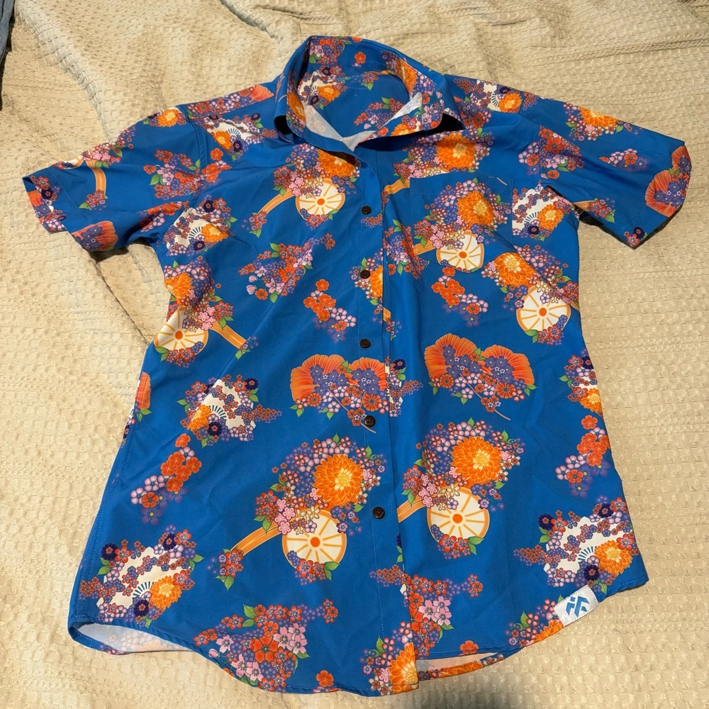 Floral Blue Casual Button Down Shirt